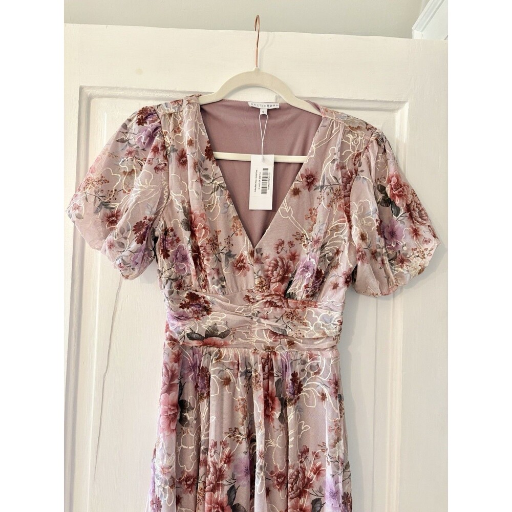 Baltic Born Ardley Embossed Maxi Dress Floral Pink Champagne Formal Wedding Sz S - Picture 4 of 13